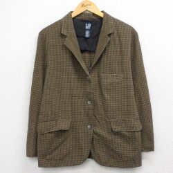 古着 ギャップ GAP 長袖 テーラード ジャケット レディース 90年代 90s コットン 茶系他 チェック 26apr28