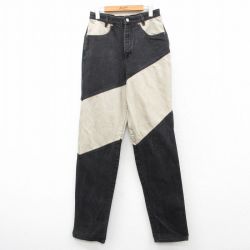 古着 ジーンズ レディース 90年代 90s ツートンカラー コットン USA製 黒他 ブラック デニム 【spe】 25mar22 中古 ボトムス ジーパン Gパン ロング パンツ