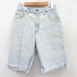 古着 リーバイス Levis 551 ショート パンツ レディース 90年代 90s コットン USA製 薄紺 ネイビー デニム 25may09 中古 ボトムス 短パン ショーパン ハーフ