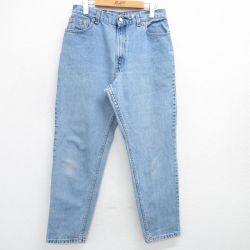 古着 リーバイス Levis 550 ジーンズ レディース 90年代 90s ヒゲ テーパード コットン USA製 薄紺 ネイビー デニム 25may16 中古 ボトムス ジーパン Gパン ロング パンツ