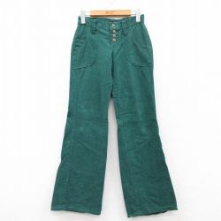 W26★古着 パンツ レディース 80年代 80s ブーツカット フレア 緑 グリーン 25may23 中古 ボトムス