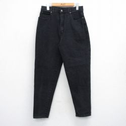 【20%OFF】古着 ジーンズ レディース テーパード 黒 ブラック デニム 25oct06 中古 ボトムス ジーパン Gパン ロング パンツ