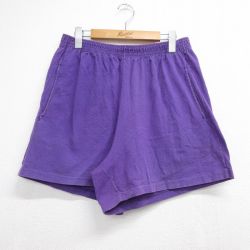 古着 フルーツオブザルーム ショート イージー パンツ ショーツ レディース 90年代 90s 無地 コットン USA製 パープル 26jun11