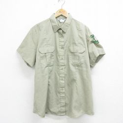 古着 半袖 ワーク シャツ レディース 90年代 90s US 大きいサイズ USA製 薄緑 グリーン 24jul27 中古 ブラウス トップス