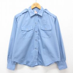 古着 長袖 ワーク シャツ レディース 80年代 80s USA製 薄紺 ネイビー 24aug06 中古 ブラウス トップス