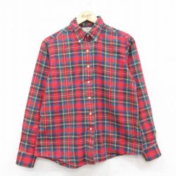 古着 エルエルビーン LLBEAN 長袖 フランネル シャツ レディース 80年代 80s ボタンダウン 赤他 レッド タータン チェック 25jan20 中古 ブラウス トップス