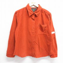 【50%OFF】古着 長袖 シャツ レディース 00年代 00s コーデュロイ コットン オレンジ 25jan24 中古 ブラウス トップス