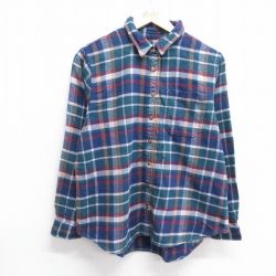 古着 エルエルビーン LLBEAN 長袖 ヘビー フランネル シャツ レディース コットン 緑他 グリーン チェック 25jan24 中古 ブラウス トップス