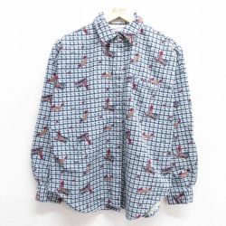 古着 長袖 フランネル レディース 90年代 90s コットン 紺他 ネイビー 25jan29 中古 トップス