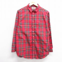 【50%OFF】古着 エルエルビーン LLBEAN 長袖 フランネル シャツ レディース 90年代 90s コットン 赤他 レッド タータン チェック 25jan29 中古 ブラウス トップス