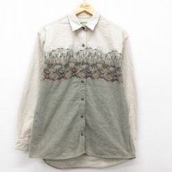古着 カベラス 長袖 ヘビー フランネル シャツ レディース 00年代 00s クマ コットン ベージュ他 カーキ 25mar07 中古 ブラウス トップス