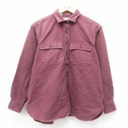 【50%OFF】古着 エルエルビーン LLBEAN 長袖 ヘビー フランネル シャツ レディース 80年代 80s コットン USA製 エンジ 25mar07 中古 ブラウス トップス
