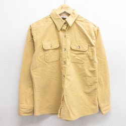【50%OFF】古着 長袖 ヘビー フランネル シャツ レディース 90年代 90s コットン USA製 黄 イエロー 25mar27 中古 ブラウス トップス
