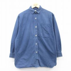 古着 カルバンクライン Calvin Klein 長袖 シャツ レディース 大きいサイズ コットン 紺 ネイビー 25may09 中古 ブラウス トップス