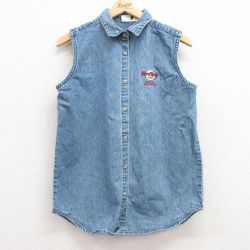 古着 ノースリーブ シャツ レディース 00年代 00s ハードロックカフェ フィリピン 紺 ネイビー デニム 25jun27 中古 ブラウス トップス