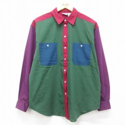 【50%OFF】古着 長袖 シャツ レディース 00年代 00s マルチカラー クレイジーパターン 緑他 グリーン 【spe】 25jun27 中古 ブラウス トップス