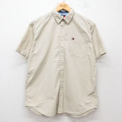 古着 トミーヒルフィガー TOMMY HILFIGER 半袖 ブランド シャツ レディース 90年代 90s ワンポイントロゴ コットン ベージュ カーキ 25jun27 中古 ブラウス トップス