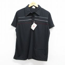 古着 キングルイ 半袖 ビンテージ ポロ シャツ レディース 70年代 70s デッドストック USA製 ブラック【spe】 26may15