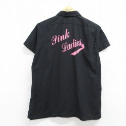 古着 ヒルトン 半袖 シャツ レディース 90年代 90s Pink Ladies 開襟 オープンカラー USA製 ブラック 26may15
