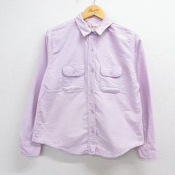 古着 オービス 長袖 ヘビー フランネル シャツ レディース 80年代 80s コットン USA製 パープル 26may15
