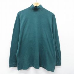 古着 長袖 ビンテージ Tシャツ レディース 90年代 90s 無地 コットン タートルネック ハイネック USA製 緑 26mar28
