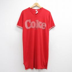 古着 半袖 ビンテージ Tシャツ ワンピース レディース 90年代 90s コカコーラ ロング丈 Vネック USA製 レッド 26jun12