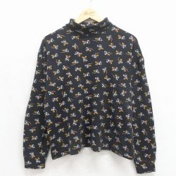 古着 長袖 ビンテージ Tシャツ レディース 90年代 90s ディズニー ミッキー タートルネック ハイネック ブラック【spe】 26jun12