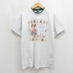 古着 半袖 ビンテージ Tシャツ レディース 90年代 90s メッセージ コットン クルーネック USA製 グレー 霜降り 26jun12