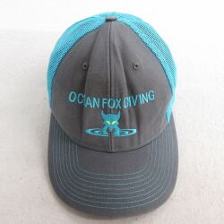 中古 メッシュ キャップ オーシャン 刺繍 ツートンカラー グレー 25jul01