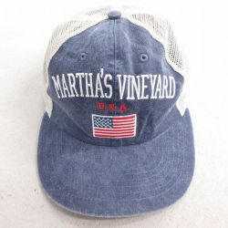 中古 メッシュ キャップ 星条旗 刺繍 ツートンカラー 紺 ネイビー 25jul03