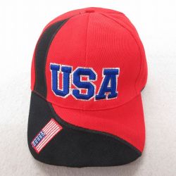 中古 キャップ USAロゴ 刺繍 ツートンカラー 赤 レッド 25jul08