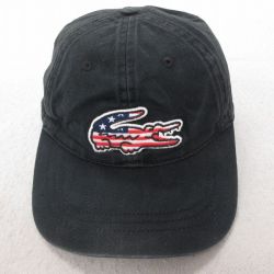 中古 ラコステ LACOSTE ブランド キャップ ビッグロゴ コットン 黒 ブラック 25jul09