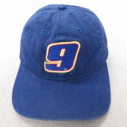 中古 ニューエラ キャップ NASCAR 9 刺繍 コットン 青 ブルー 25jul16