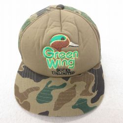中古 DUCKS UNLIMITED メッシュ キャップ Green Wing 刺繍 緑 グリーン 迷彩 【spe】 25jul22