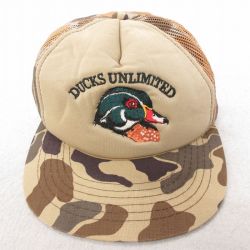 中古 DUCKS UNLIMITED メッシュ キャップ 鳥 刺繍 ベージュ カーキ 迷彩 【spe】 25jul22