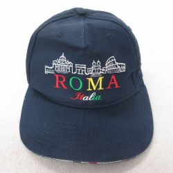 中古 キャップ ローマ 刺繍 コットン 紺 ネイビー 25jul23