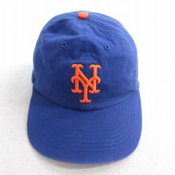 【50%OFF】中古 キャップ MLB ニューヨークメッツ 刺繍 青 ブルー メジャーリーグ ベースボール 野球 25jul28