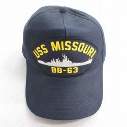 中古 キャップ 90年代 90s USS MISSOURI BB-63 刺繍 USA製 紺 ネイビー 25jul28