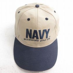 中古 キャップ NAVY 刺繍 ツートンカラー コットン ベージュ他 カーキ 25jul29