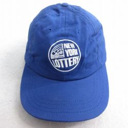 中古 キャップ 90年代 90s NEW YORK LOTTERY 刺繍 USA製 青 ブルー 25jul31