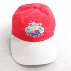 【50%OFF】中古 キャップ ディズニー DISNEY VACATION CLUB 刺繍 ツートンカラー コットン 赤他 レッド 25aug01