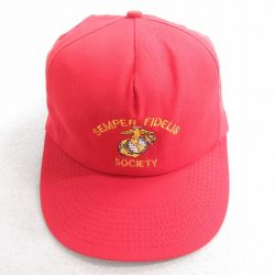 中古 キャップ 80年代 80s ミリタリー SEMPER FIDELIS 刺繍 USA製 赤 レッド 25aug01