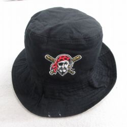 中古 ハット MLB ピッツバーグパイレーツ 刺繍 リバーシブル コットン 黒他 ブラック メジャーリーグ ベースボール 野球 25aug02