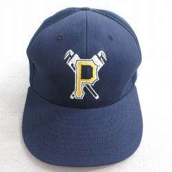 中古 キャップ P 刺繍 USA製 紺 ネイビー 25aug02