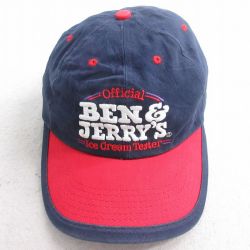 中古 キャップ 90年代 90s BEN&JERRYS 刺繍 ツートンカラー USA製 紺他 ネイビー 25aug04