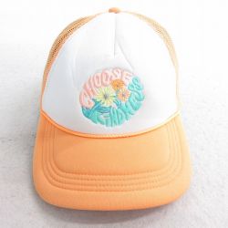 中古 アメリカンイーグル American Eagle メッシュ キャップ CHOOSE 花 刺繍 ツートンカラー オレンジ他 25aug07