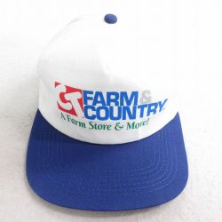 中古 キャップ 90年代 90s FARM & COUNTRY ツートンカラー USA製 青他 ブルー 25aug08