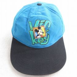 【50%OFF】中古 キャップ 90年代 90s ディズニー DISNEY ミッキー MICKEY MOUSE 刺繍 ツートンカラー コットン 水色他 25aug08