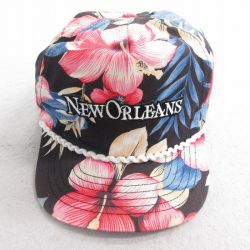 【20%OFF】中古 キャップ 90年代 90s ニューホリンズ ハイビスカス 黒他 ブラック 25aug08