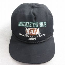 中古 キャップ 90年代 90s NAIA フットボール 刺繍 黒 ブラック 25aug08